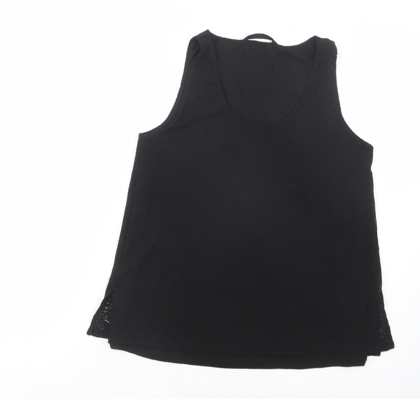 Dunnes Stores Womens Black  Polyester Basic Tank Size S Scoop Neck