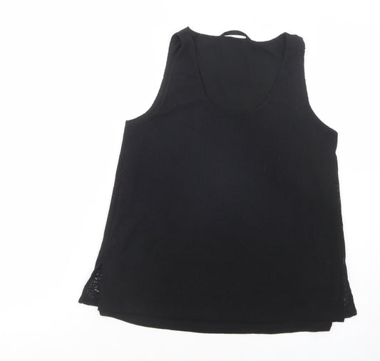 Dunnes Stores Womens Black  Polyester Basic Tank Size S Scoop Neck