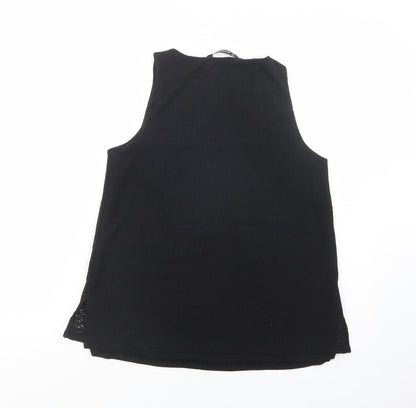 Dunnes Womens Black  Polyester Basic Tank Size S Scoop Neck