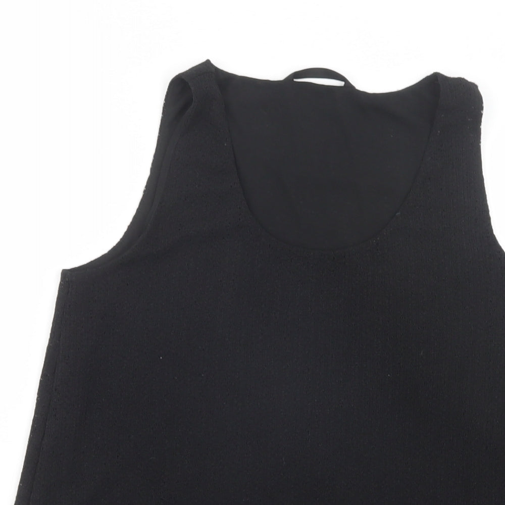 Dunnes Stores Womens Black  Polyester Basic Tank Size S Scoop Neck