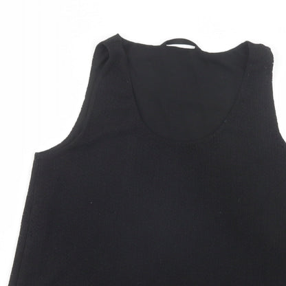 Dunnes Womens Black  Polyester Basic Tank Size S Scoop Neck