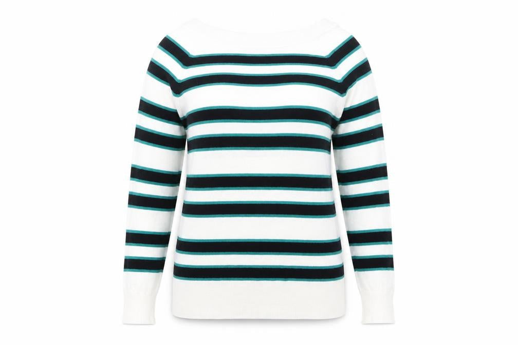 George Womens White Boat Neck Striped Viscose Pullover Jumper Size 14