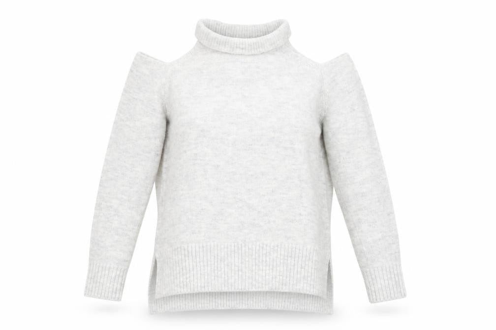 Primark Womens Grey Crew Neck  Acrylic Pullover Jumper Size 6   - Cold Shoulder