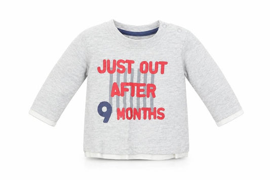 Dunnes Baby Grey  Cotton Basic T-Shirt Size 0-3 Months Crew Neck Snap - Just Out
