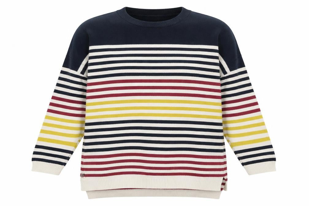 Brakburn Womens Multicoloured Round Neck Striped Cotton Pullover Jumper Size 10