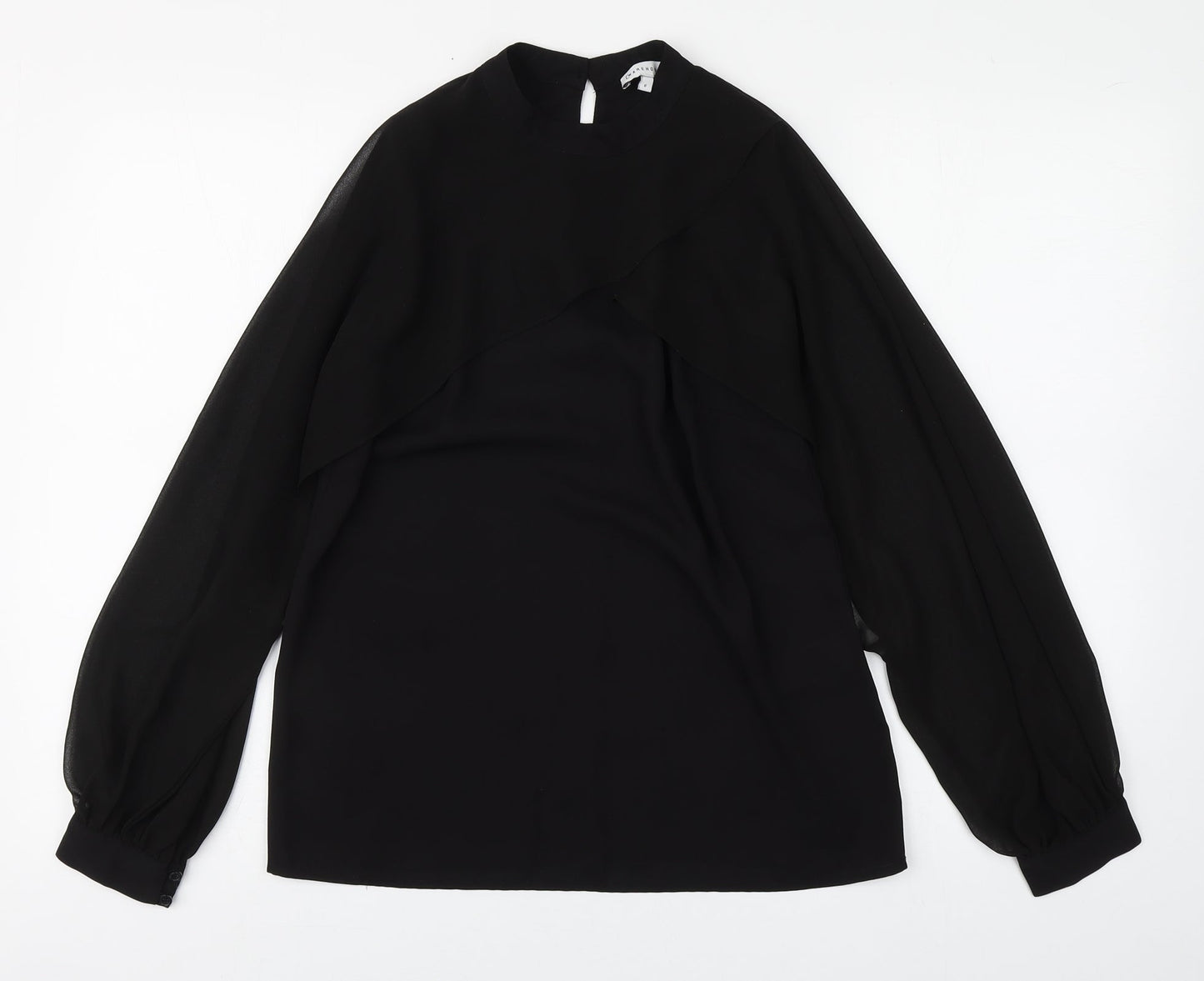 Warehouse Womens Black  Polyester Basic Blouse Size 6 Round Neck