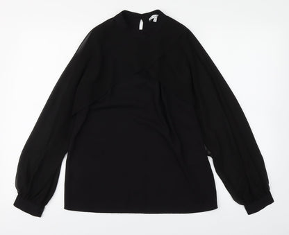 Warehouse Womens Black  Polyester Basic Blouse Size 6 Round Neck