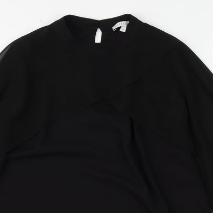 Warehouse Womens Black  Polyester Basic Blouse Size 6 Round Neck