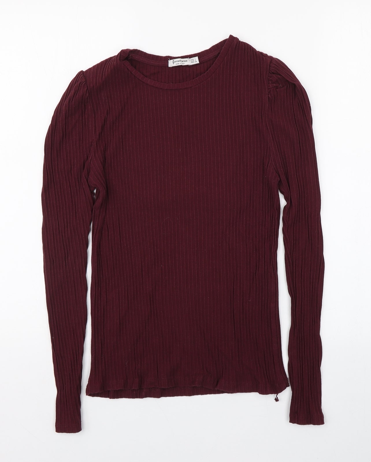 Stradivarius Womens Purple  Polyester Basic T-Shirt Size L Round Neck