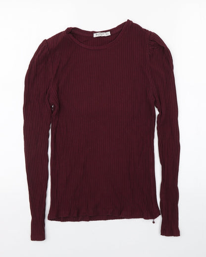 Preloved Stradivarius Womens Purple  Polyester Basic T-Shirt Size L Round Neck - Front