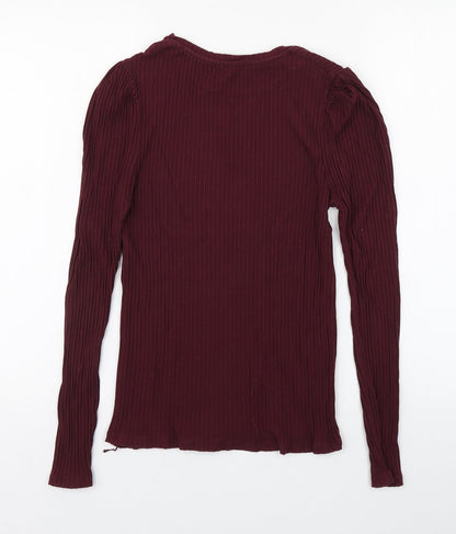 Preloved Stradivarius Womens Purple  Polyester Basic T-Shirt Size L Round Neck - Back