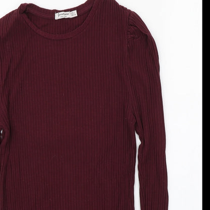 Preloved Stradivarius Womens Purple  Polyester Basic T-Shirt Size L Round Neck - Detail