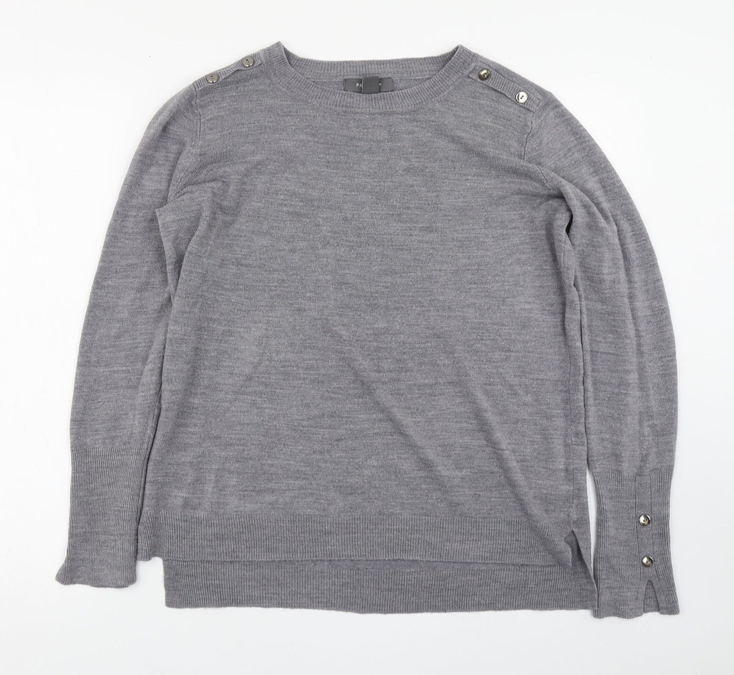 Primark Womens Grey Boat Neck  Acrylic Pullover Jumper Size M