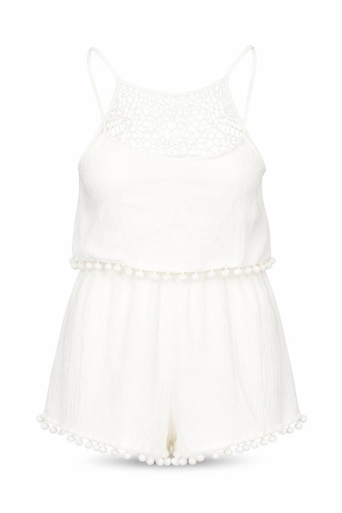 Primark Womens White  100% Polyester Playsuit One-Piece Size S L4 in Pullover