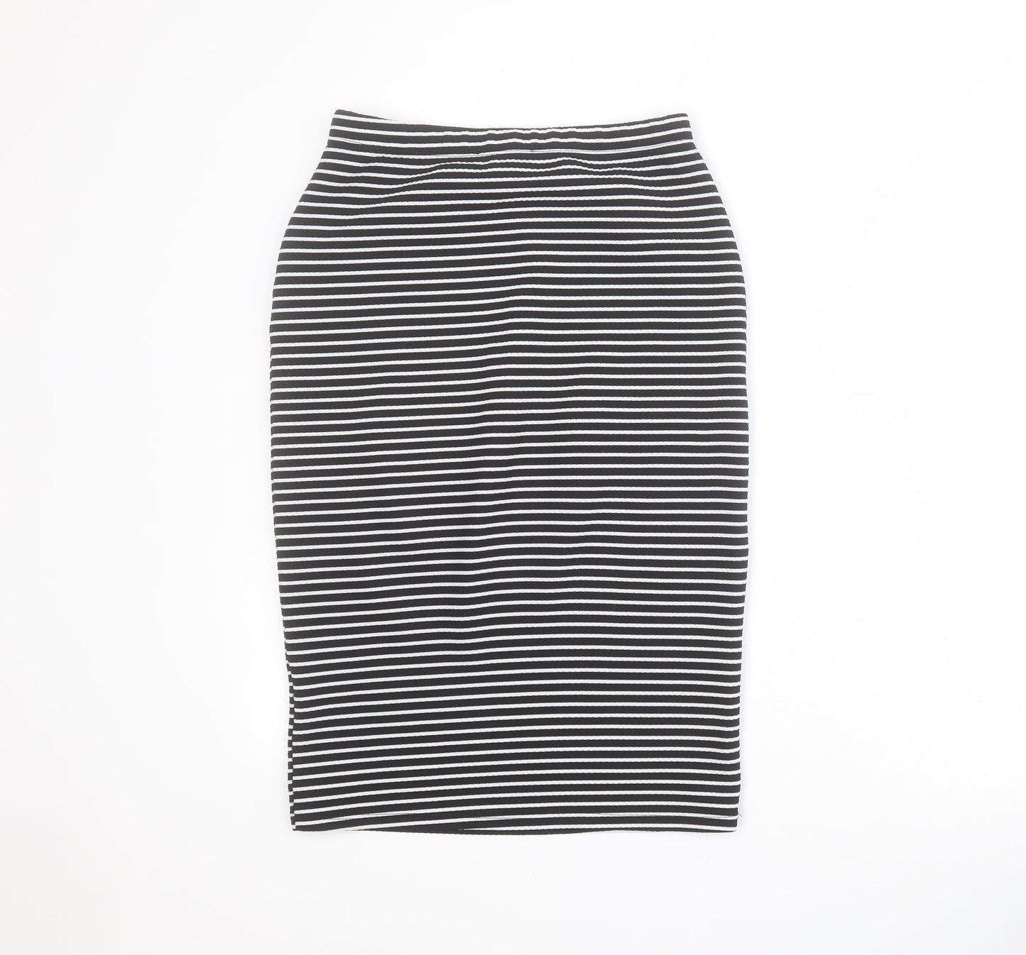 Primark Womens Black Striped Polyester Straight & Pencil Skirt Size 8