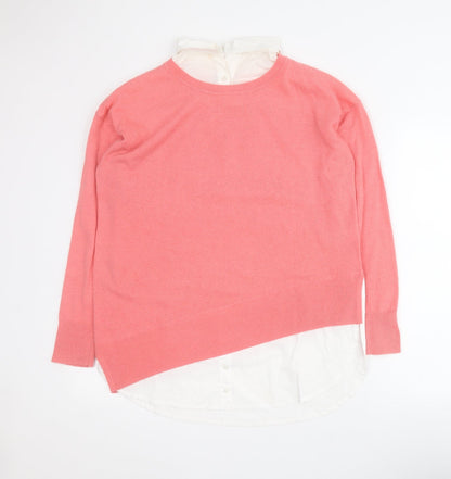 Next Womens Pink Collared  Acrylic Pullover Jumper Size S