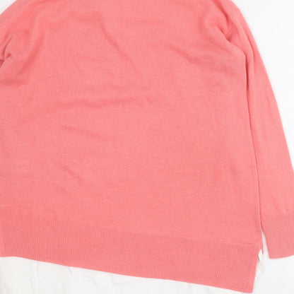 Next Womens Pink Collared  Acrylic Pullover Jumper Size S