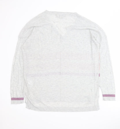 Next Womens Grey V-Neck Striped Viscose Pullover Jumper Size 16