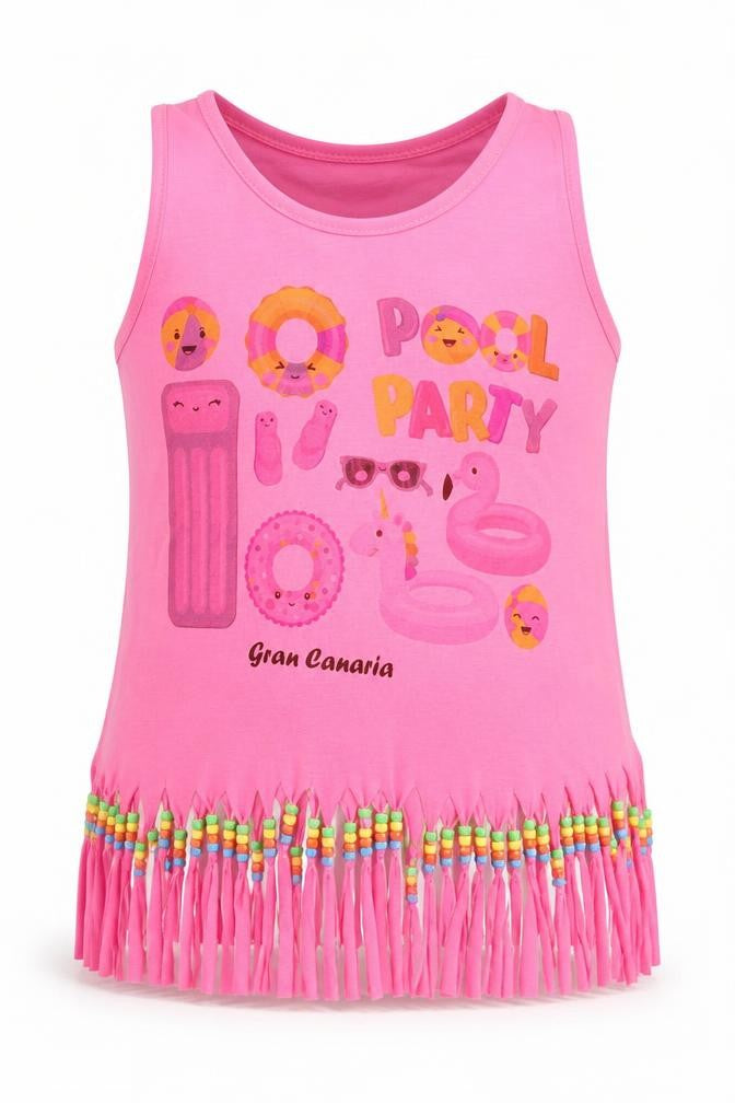 Preworn Girls Pink  Polyester Basic Tank Size XL Crew Neck Pullover - Pool Party Gran Canaria