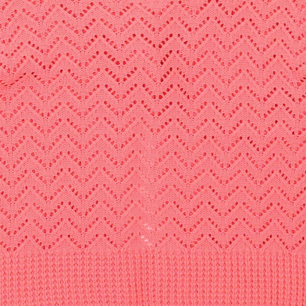 Elegant Womens Pink Crew Neck  Acrylic Cardigan Jumper Size L