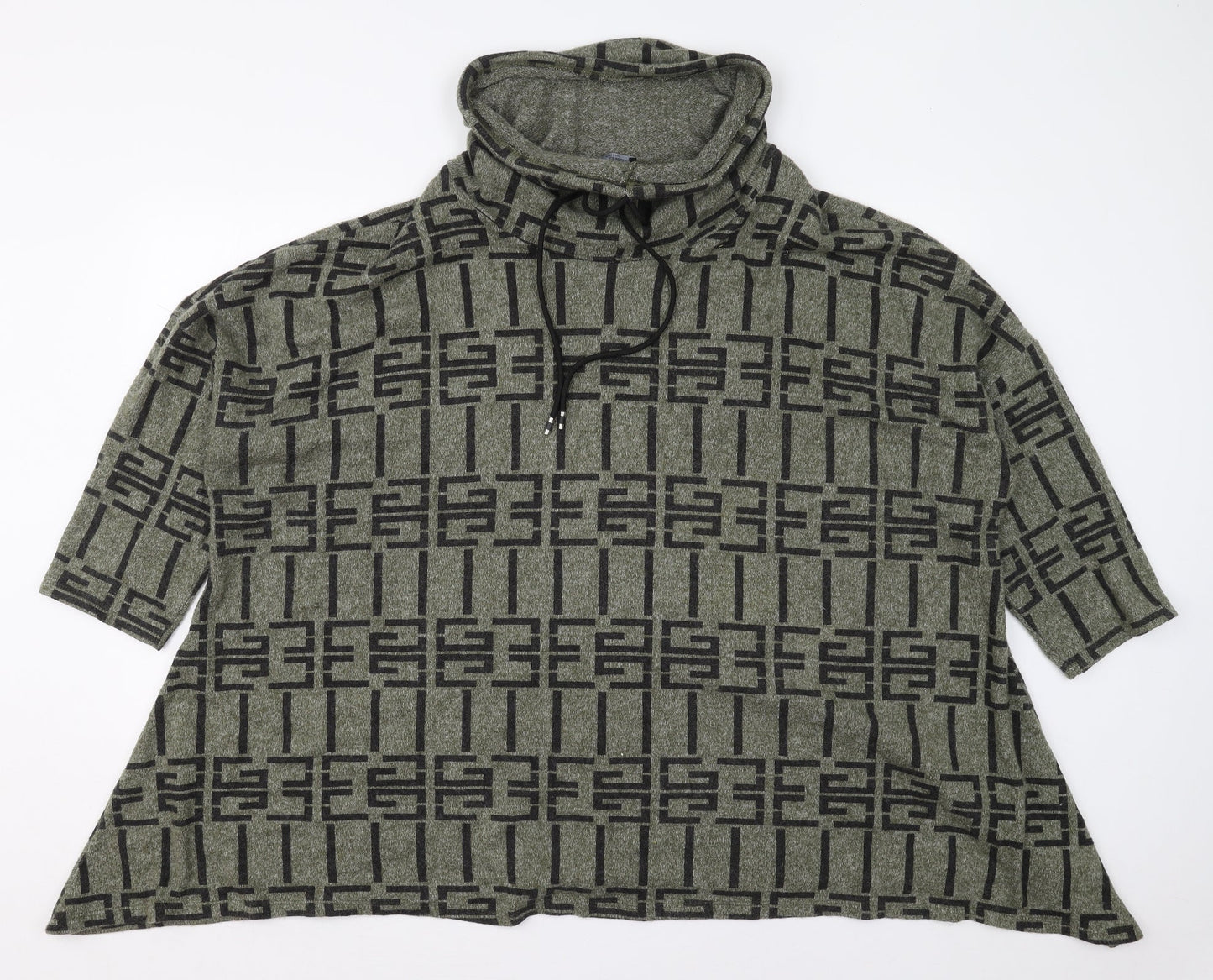 New Collection Womens Green Geometric Viscose Pullover Sweatshirt Size XL  Pullover
