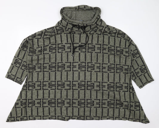 New Collection Womens Green Geometric Viscose Pullover Sweatshirt Size XL  Pullover