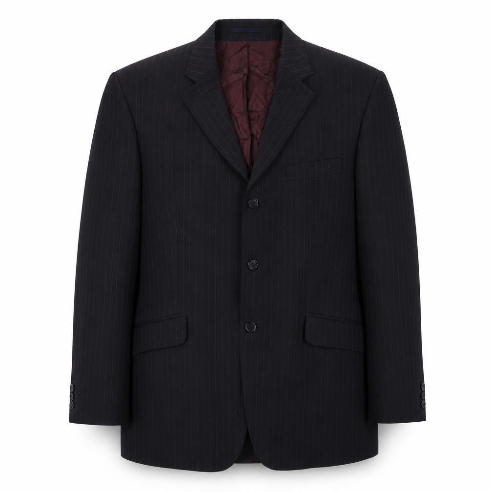 Jonathan Adams Mens Blue Striped Polyester Jacket Suit Jacket Size 40