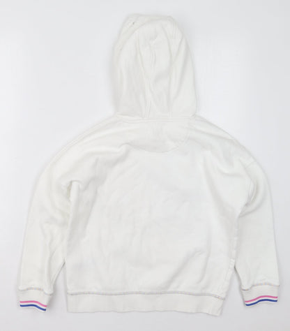 Preloved Marks and Spencer Girls White  Cotton Pullover Hoodie Size 10-11 Years  Pullover - Tune Squad - Back