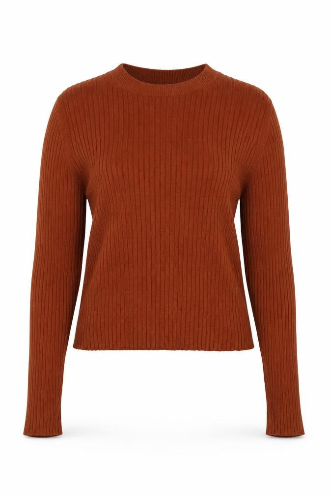 FOREVER 21 Womens Brown Crew Neck  Viscose Pullover Jumper Size L