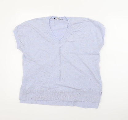 Next Womens Purple V-Neck  Nylon Pullover Jumper Size M