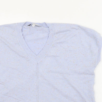 Next Womens Purple V-Neck  Nylon Pullover Jumper Size M
