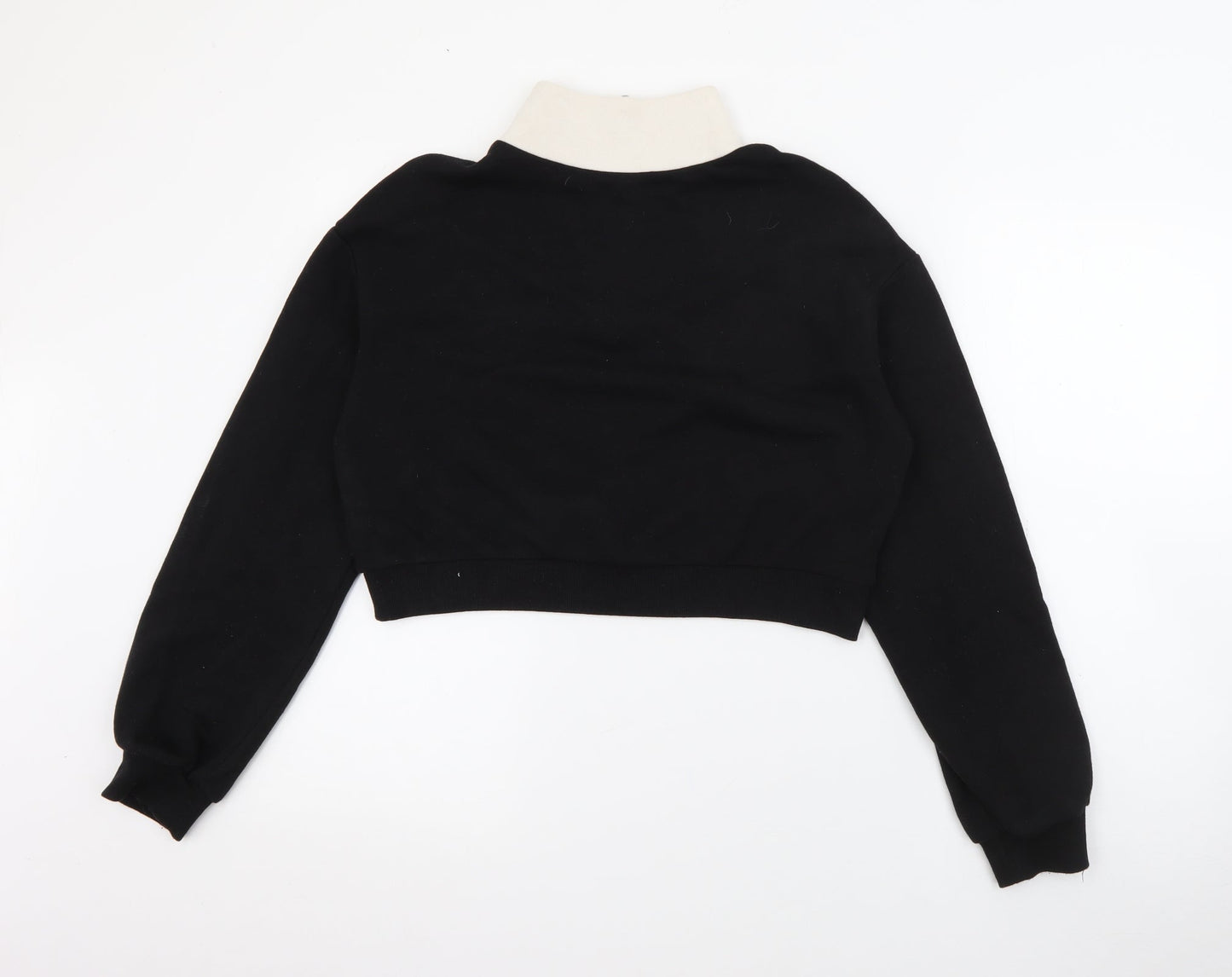 H&M Womens Black High Neck Animal Print Cotton Pullover Jumper Size XS