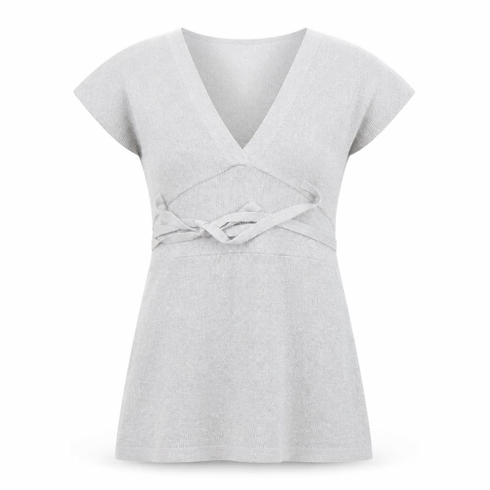 New Look Womens Grey V-Neck  Acrylic Pullover Jumper Size 14
