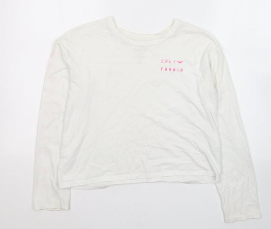 Hollister Womens White  Cotton Jersey T-Shirt Size XS Round Neck