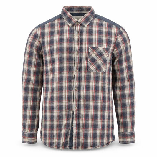 River Island Mens Blue Plaid Cotton  Button-Up Size L Collared Button