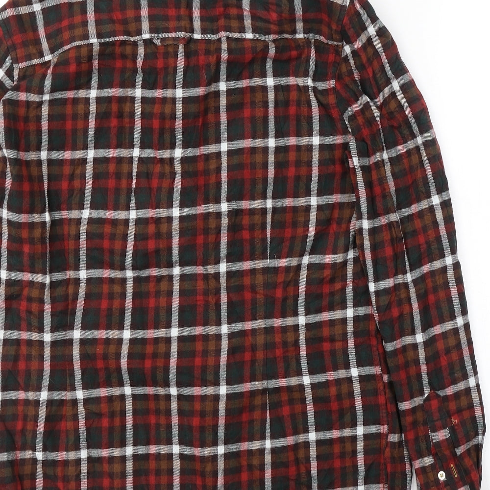 William Rast Mens Multicoloured Plaid Cotton  Button-Up Size L Collared Button