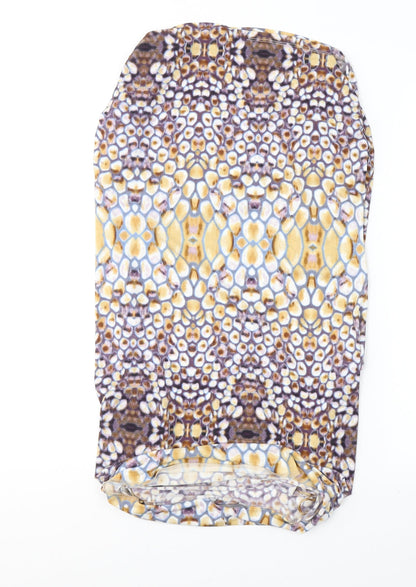 Tu Womens Multicoloured Geometric Polyester Mini  Size 12  Boat Neck Pullover