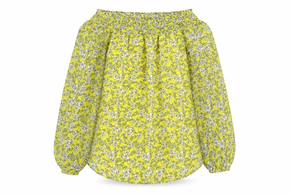 Papaya Womens Yellow Floral Polyester Basic Blouse Size 8 Off the Shoulder