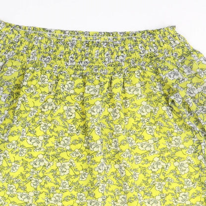 Papaya Womens Yellow Floral Polyester Basic Blouse Size 8 Off the Shoulder