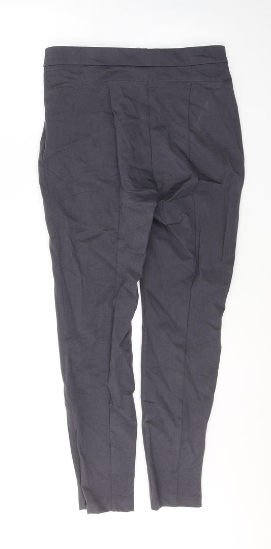 Marks and Spencer Womens Grey  Viscose Trousers  Size 14 L29 in Regular Button