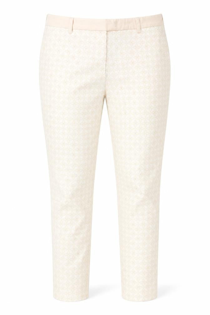 H&M Womens Ivory Geometric Cotton Skinny Jeans Size 10 L27 in Regular Button
