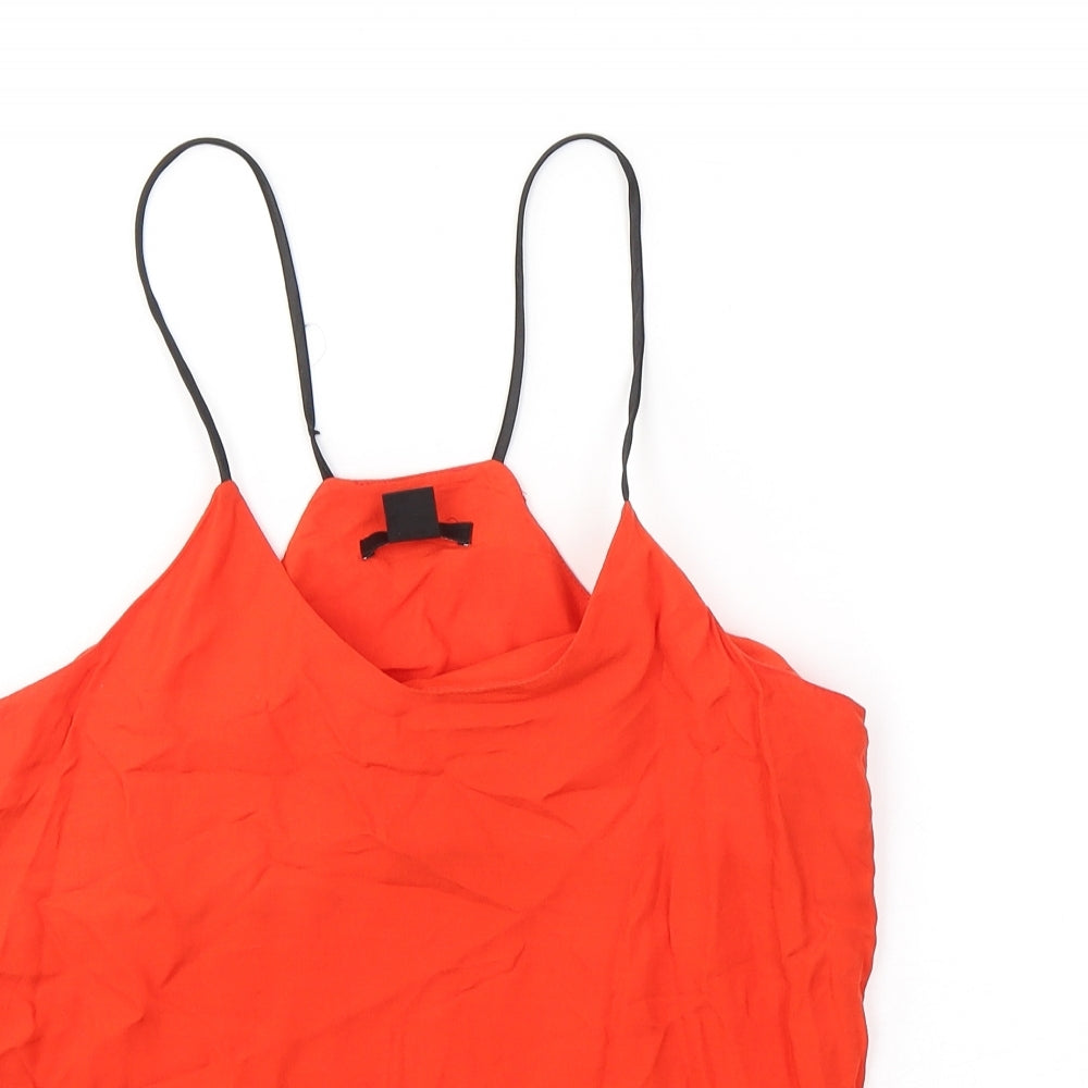 H&M Womens Red  Viscose Camisole Tank Size 6 Round Neck