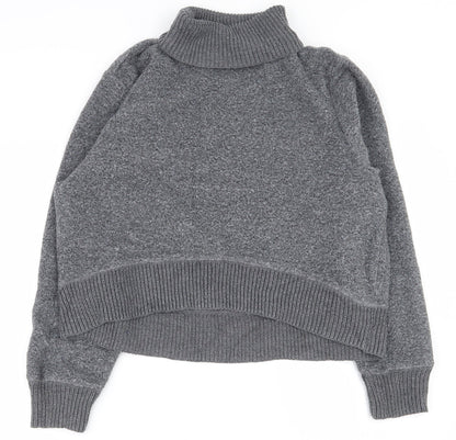 Preloved Zara Womens Grey Roll Neck  Acrylic Pullover Jumper Size S - Front