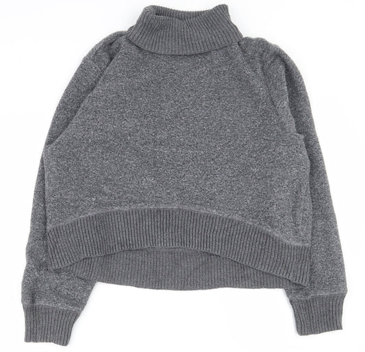 Zara Womens Grey Roll Neck  Acrylic Pullover Jumper Size S