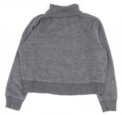 Preloved Zara Womens Grey Roll Neck  Acrylic Pullover Jumper Size S - Back