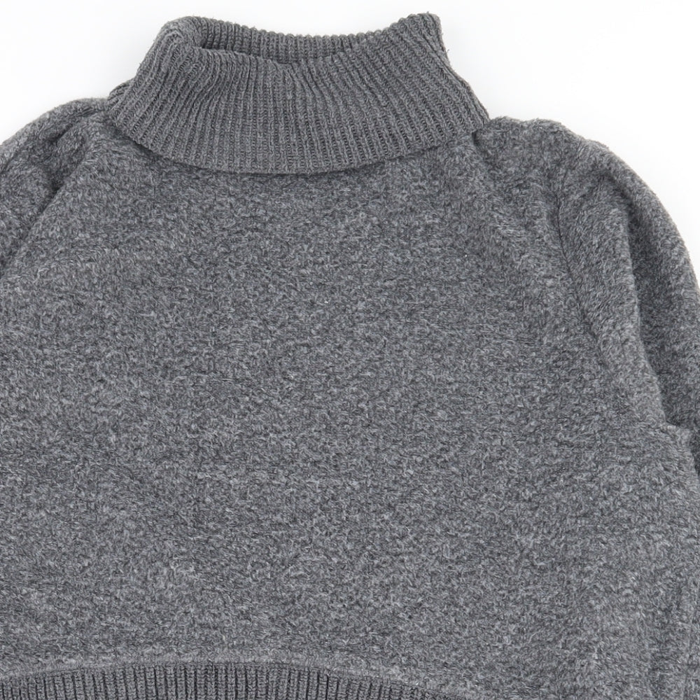 Zara Womens Grey Roll Neck  Acrylic Pullover Jumper Size S