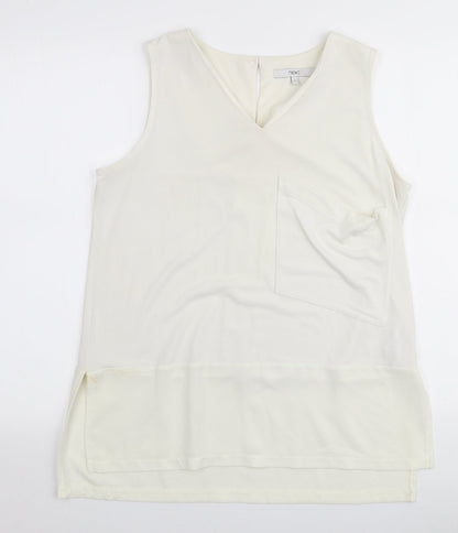 Next Womens Ivory  Polyester Basic Blouse Size 12 Round Neck