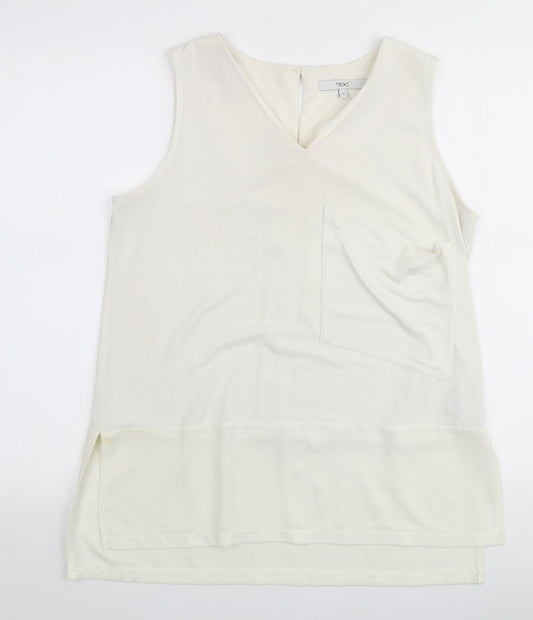 NEXT Womens Ivory  Polyester Basic Blouse Size 12 Round Neck
