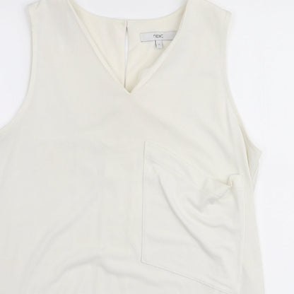 Next Womens Ivory  Polyester Basic Blouse Size 12 Round Neck