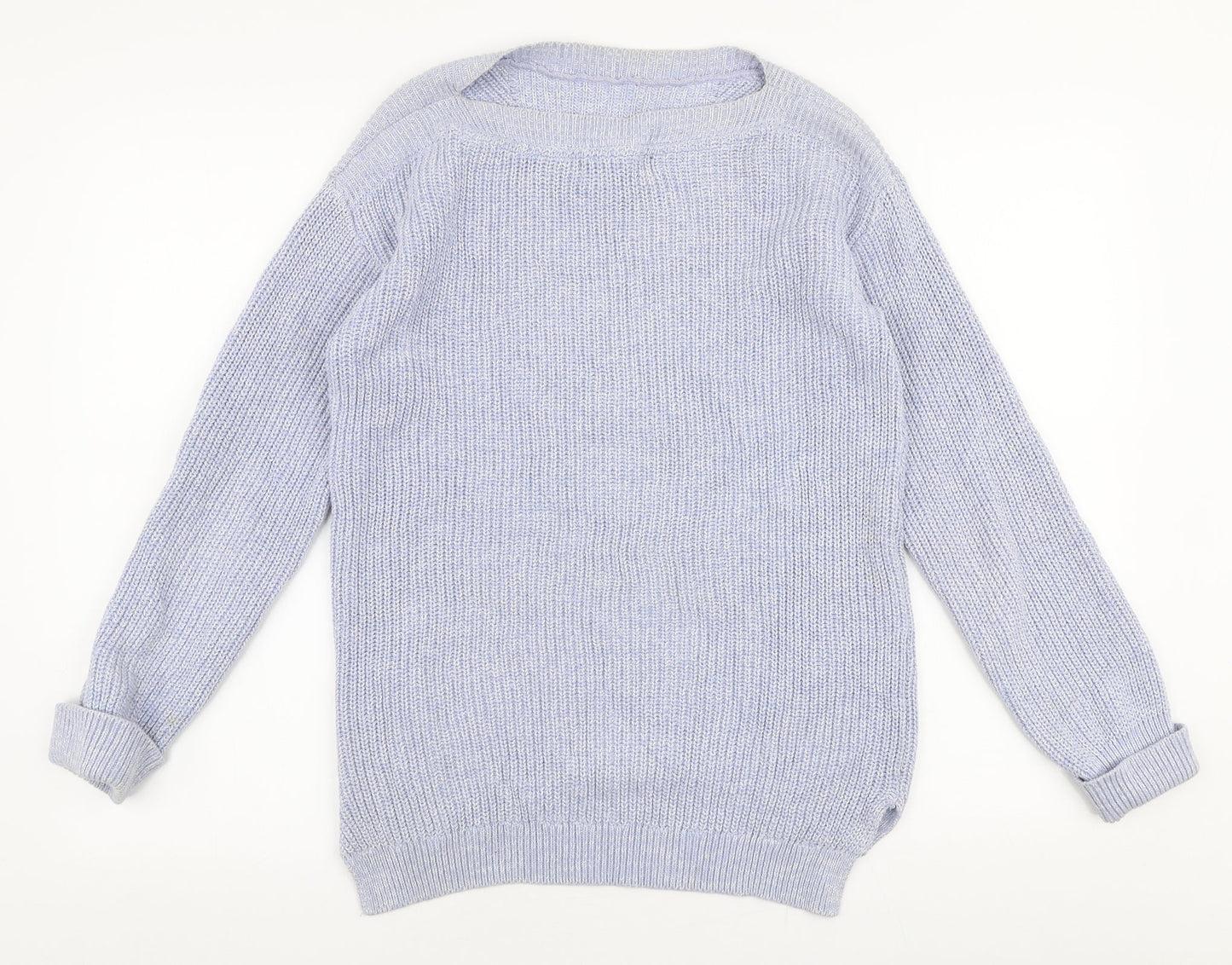 Marks and Spencer Womens Blue Boat Neck  Cotton Pullover Jumper Size S